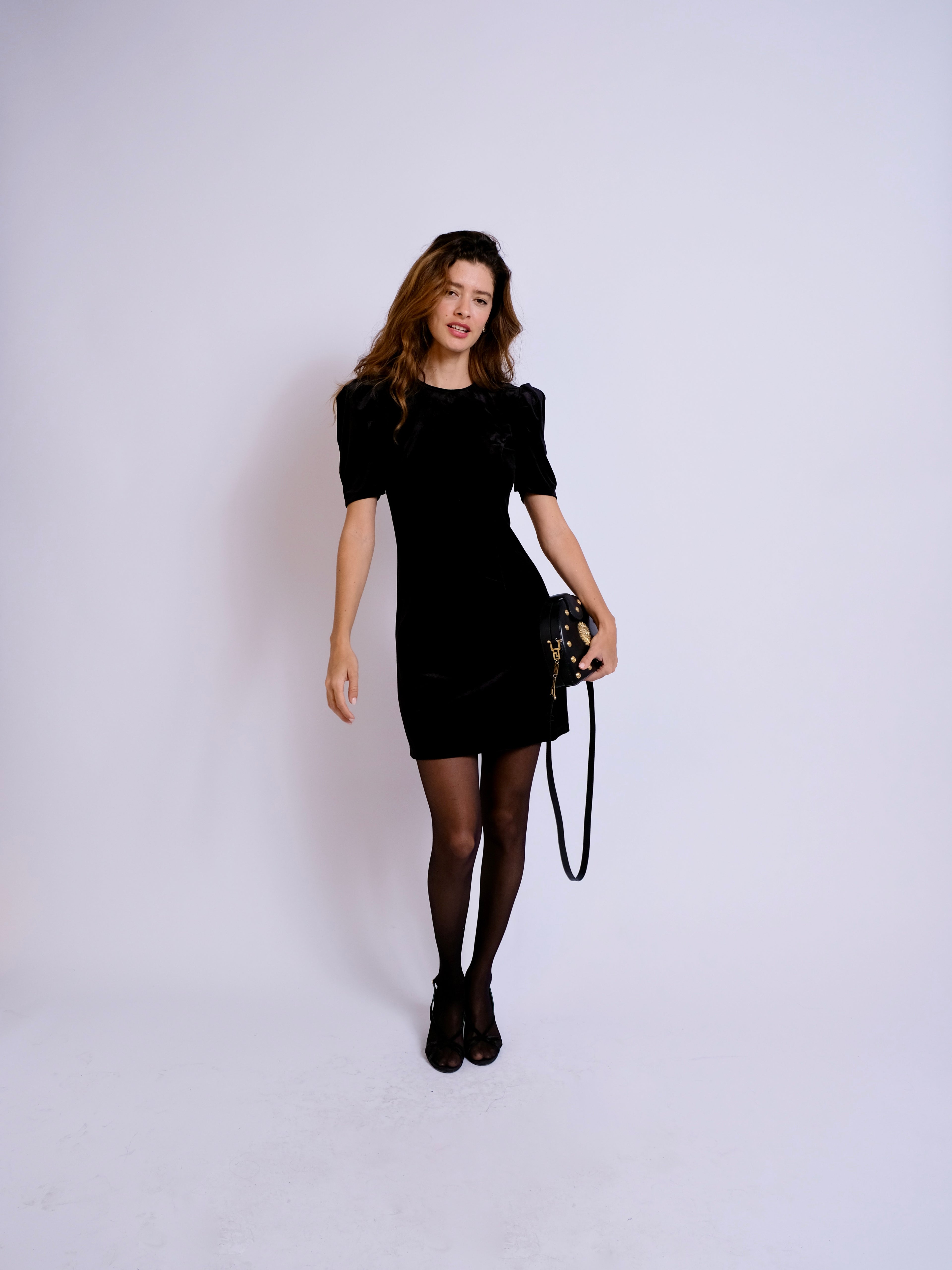 The Falcus Mini Dress Black Velvet