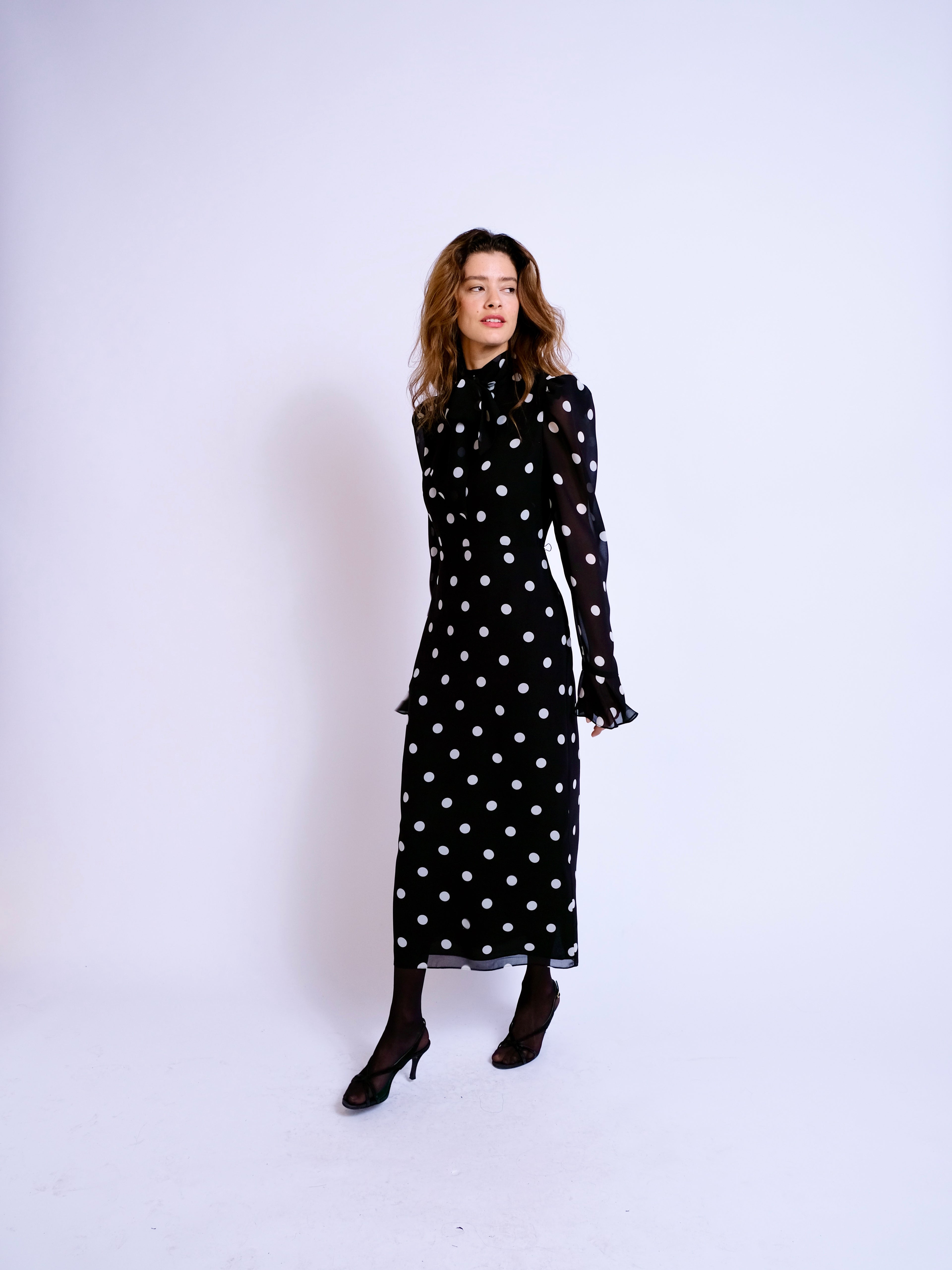 The Elsie Dress Black Spot Midi