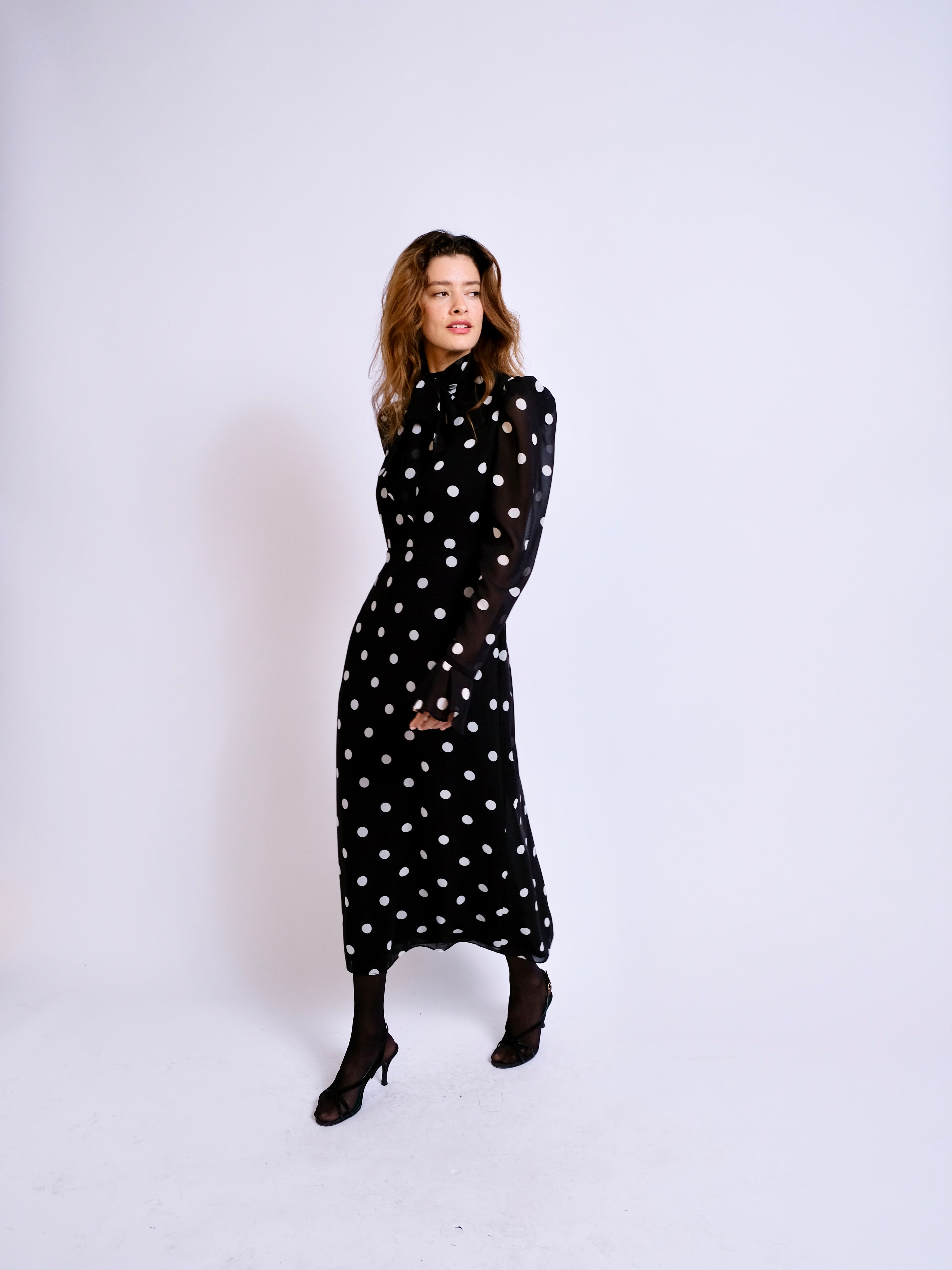 The Elsie Dress Black Spot Midi