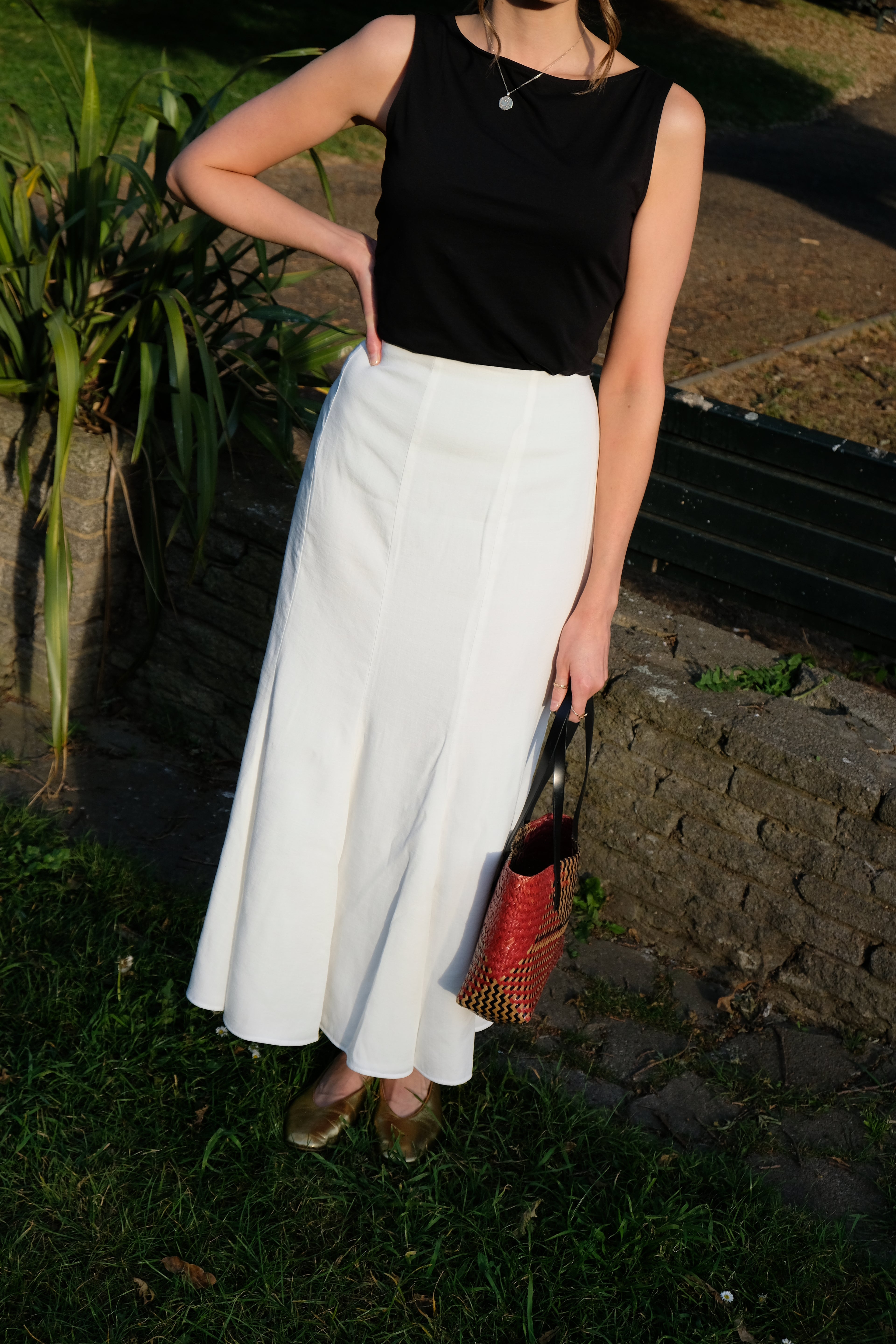 The Peggy Linen White Skirt