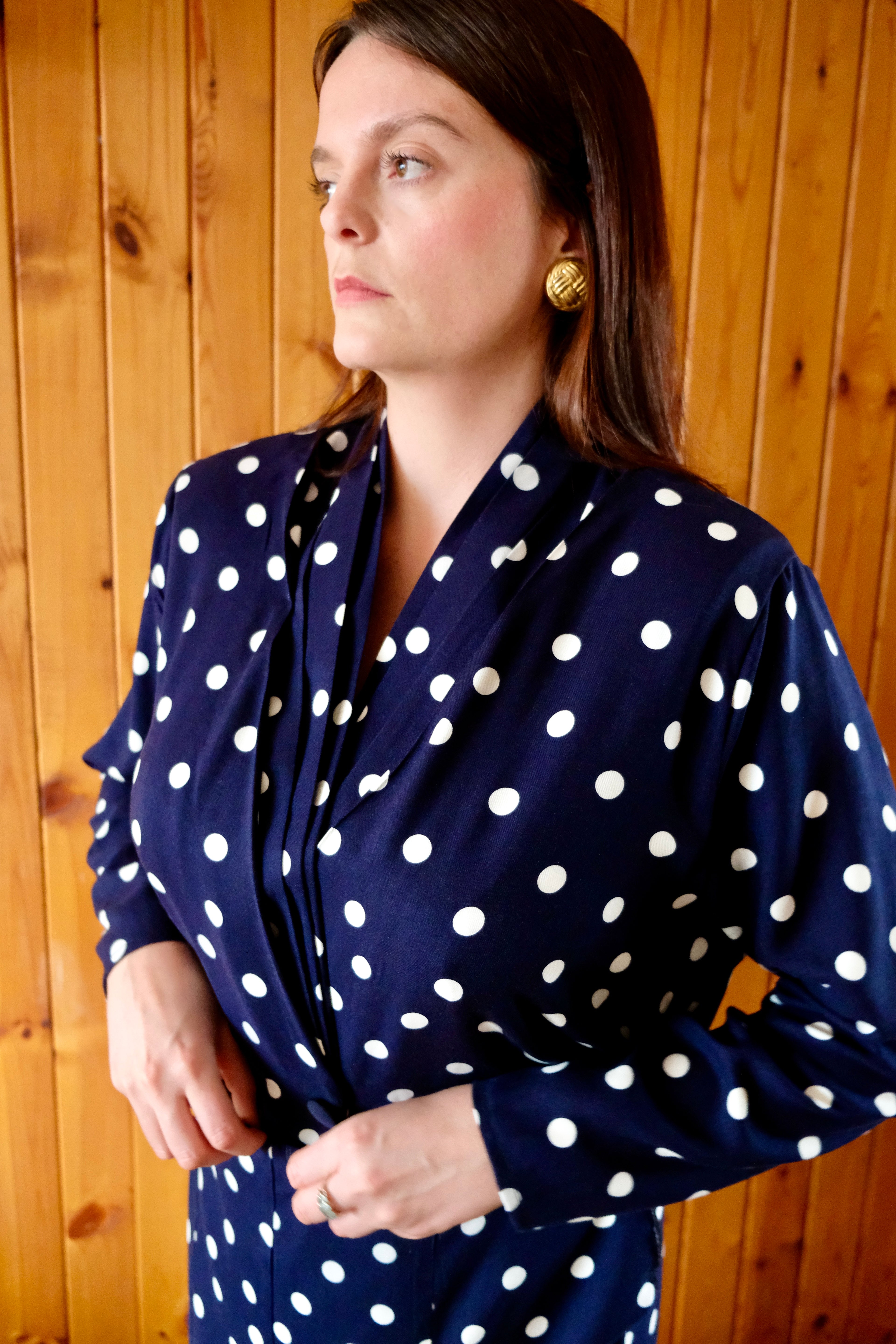 The Peggy Blouse Navy Spot