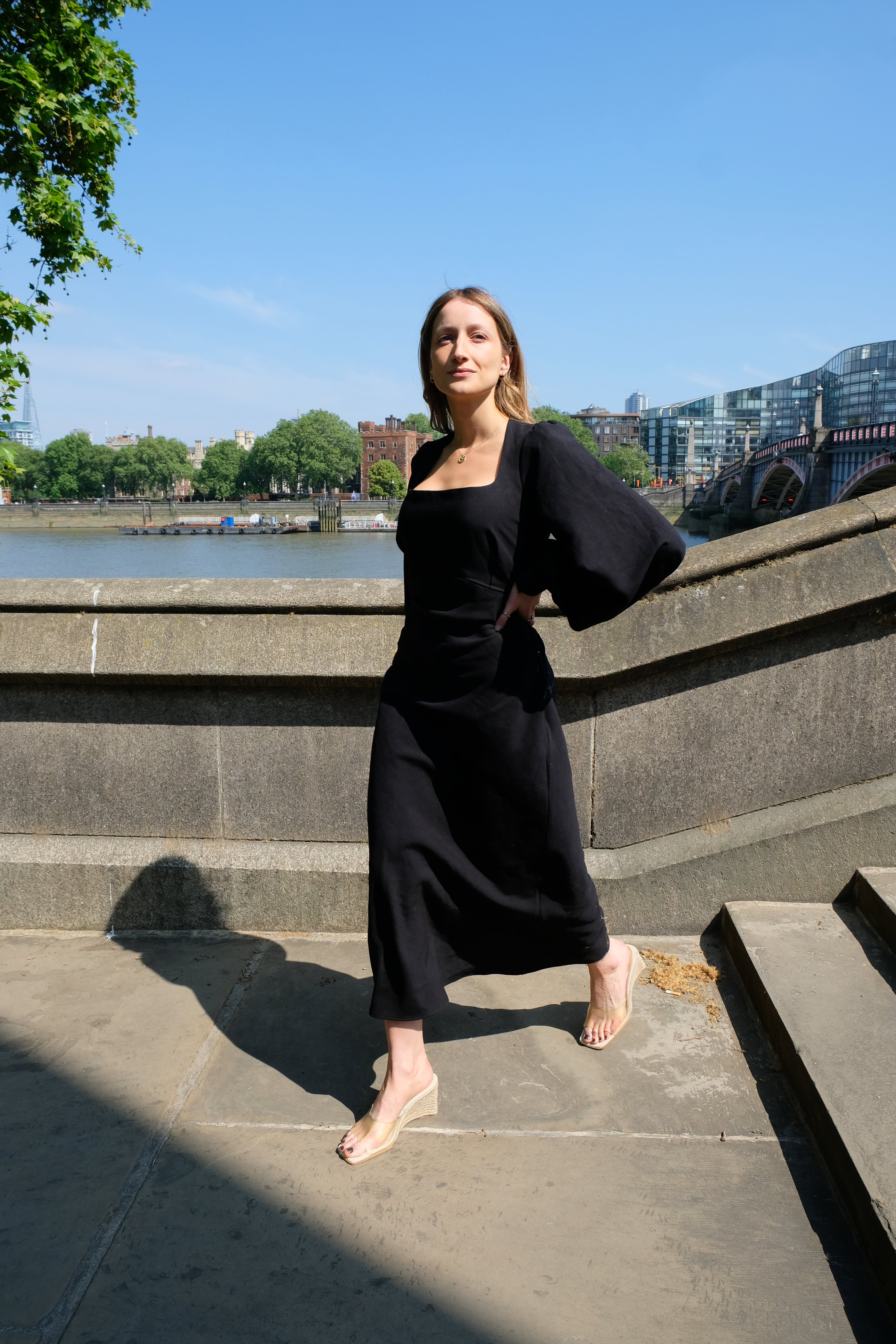 The Delilah Black Linen Dress