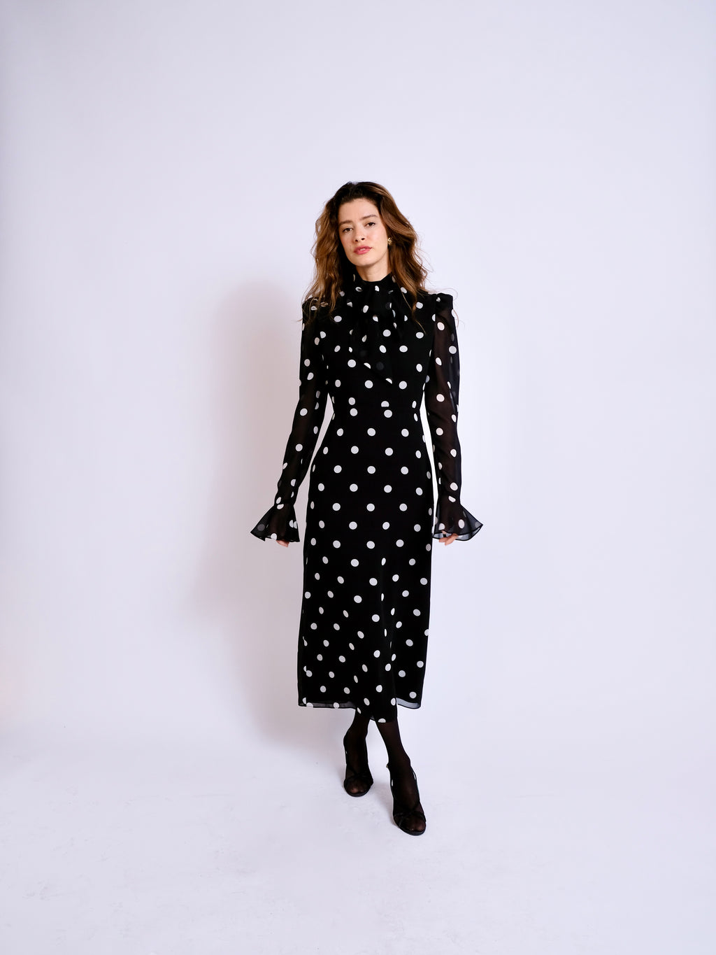 The Elsie Dress Black Spot Midi