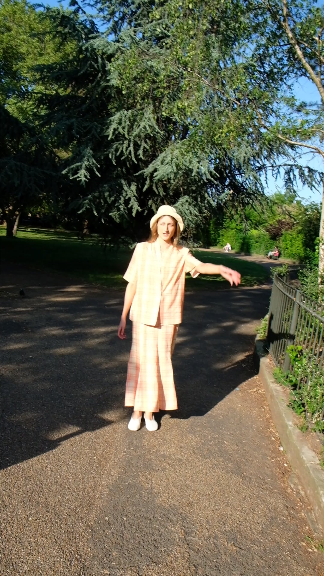 The Peggy Peach Check Linen Skirt