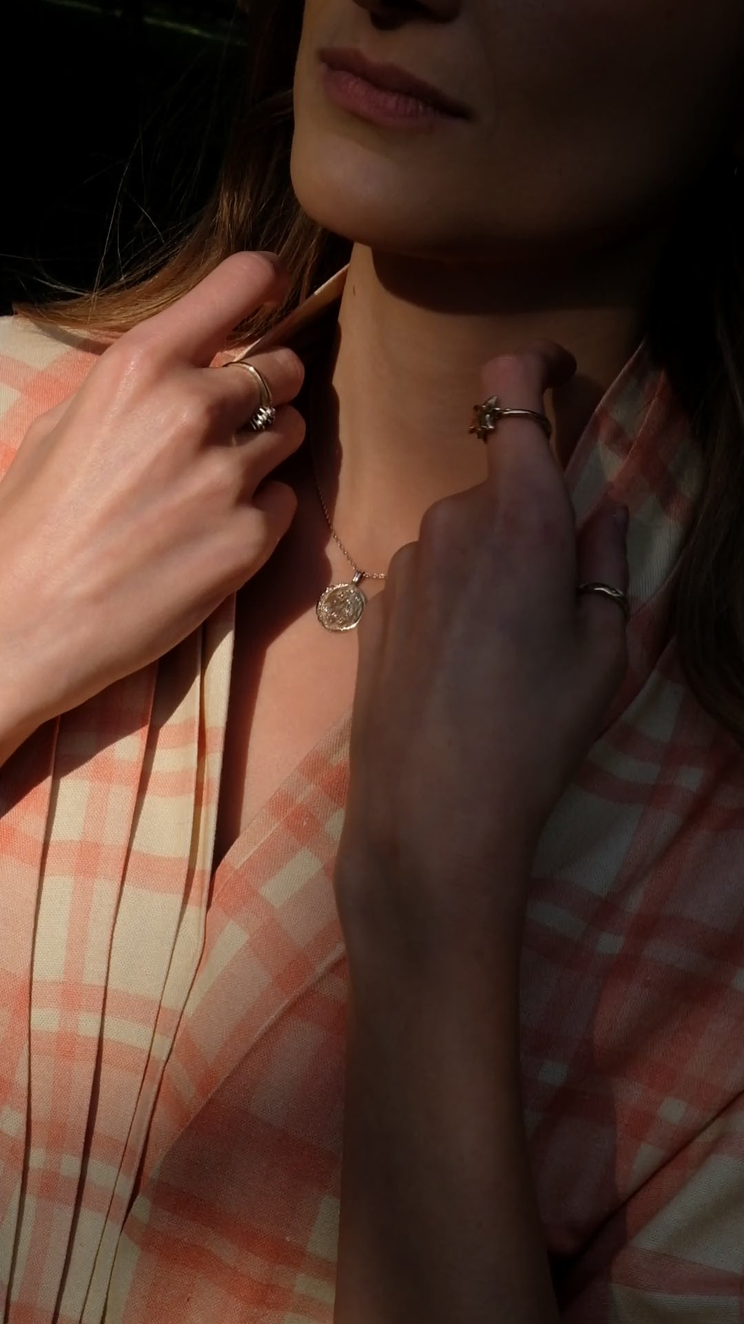 The Peggy Peach Check Linen Blouse